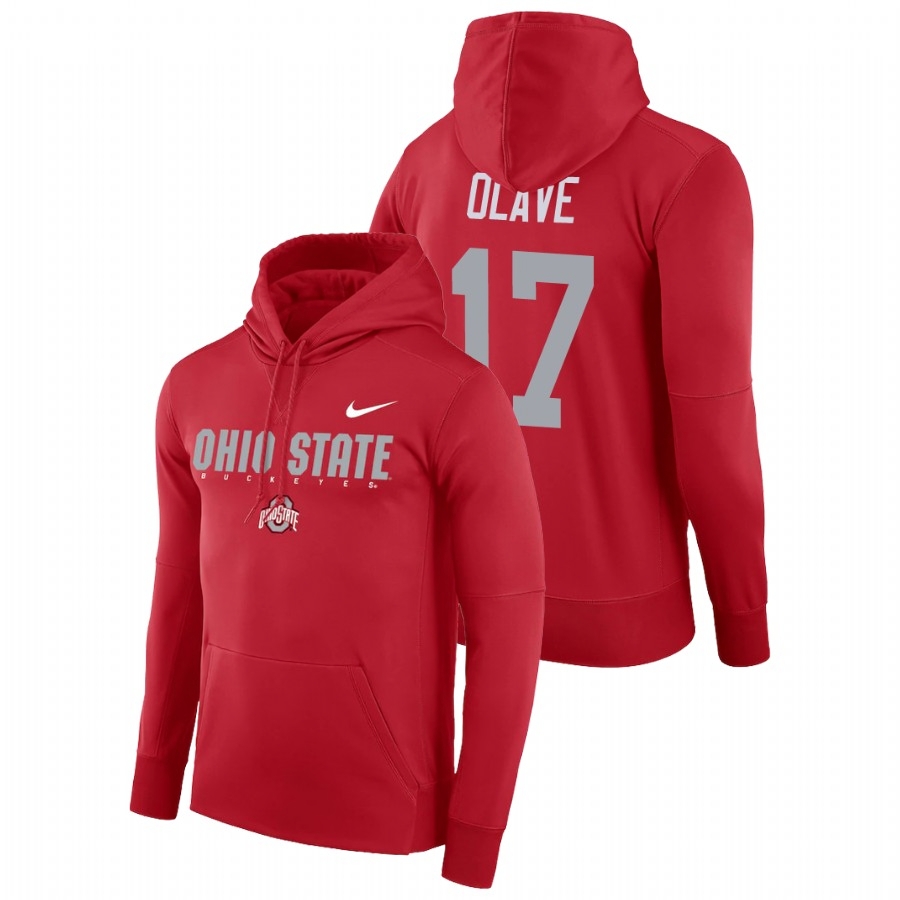 Ohio State Buckeyes Men's NCAA Chris Olave #17 Scarlet Facility Performance Pullover College Football Hoodie IEU3549TX